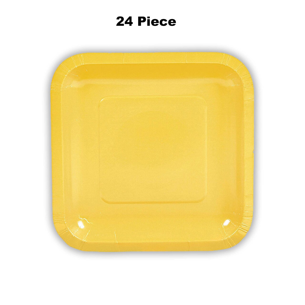 24 Count Yellow Square Paper Dessert Plates for Birthday Party Baby Shower Events 7"